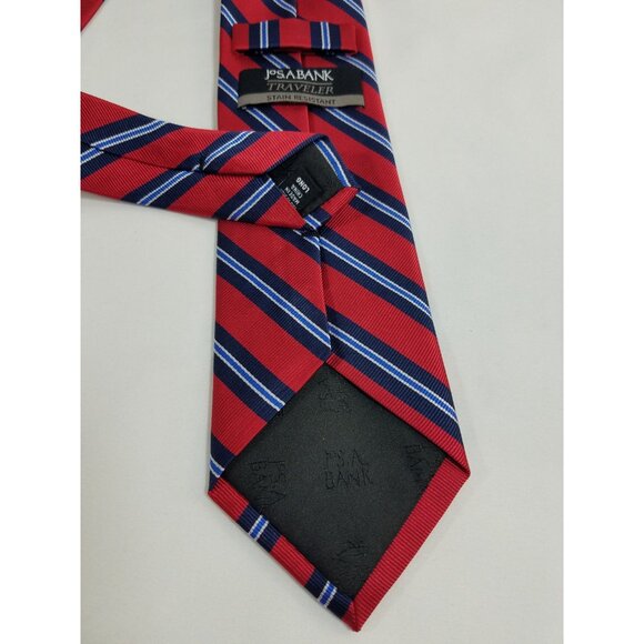 JOS A Bank Mens Necktie Silk Green Blue striped lot of 2 Stain Resistant ties - Picture 6 of 7